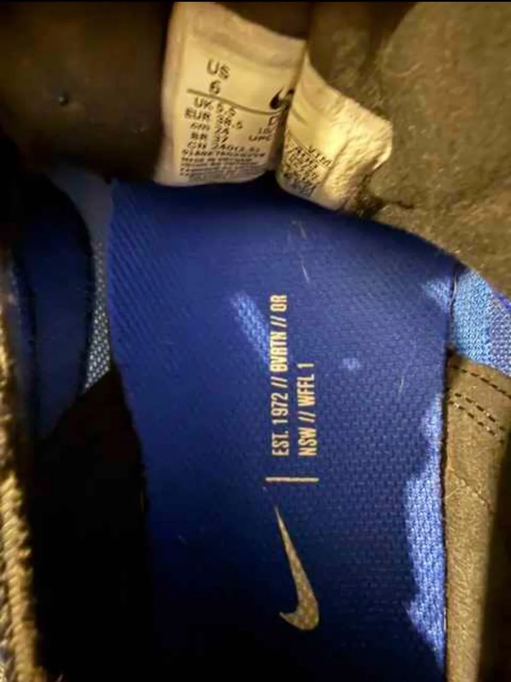 Nike Waffle One Blue and Black Sneakers 6Y